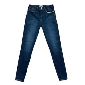 Frame Denim Le One Skinny Jeans in Dark Blue Wash